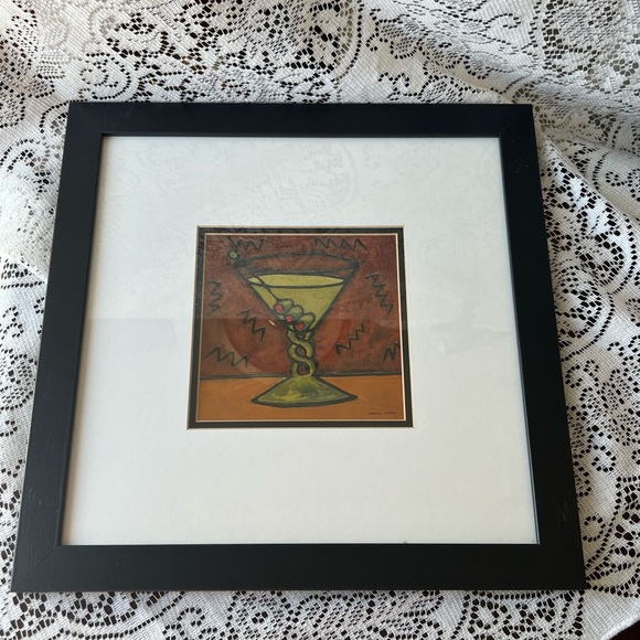 Martini glass print by Carolyn Oltman matted and framed art 11 by 11 inches - Picture 9 of 12